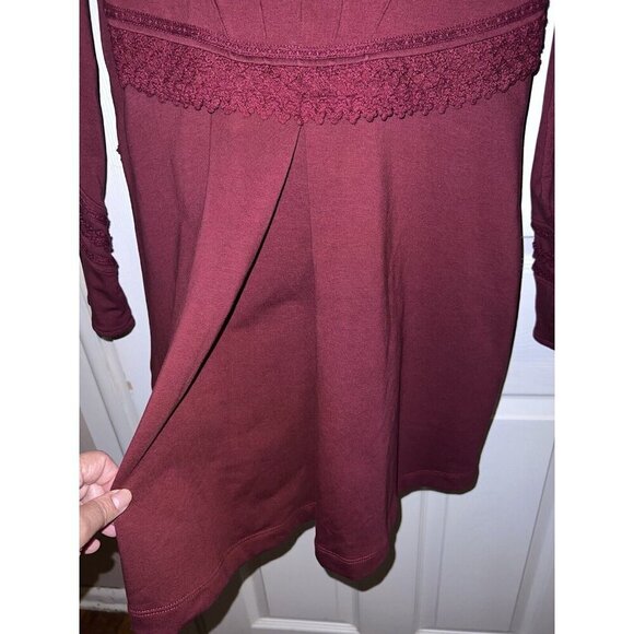SOFT SURROUNDINGS Rachel Embroidered Burgundy Stretch Button Down Coat - Picture 13 of 15